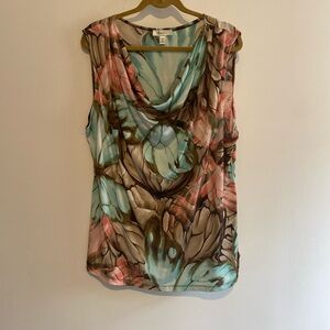 Floral Sleeveless Cowl Neck Top